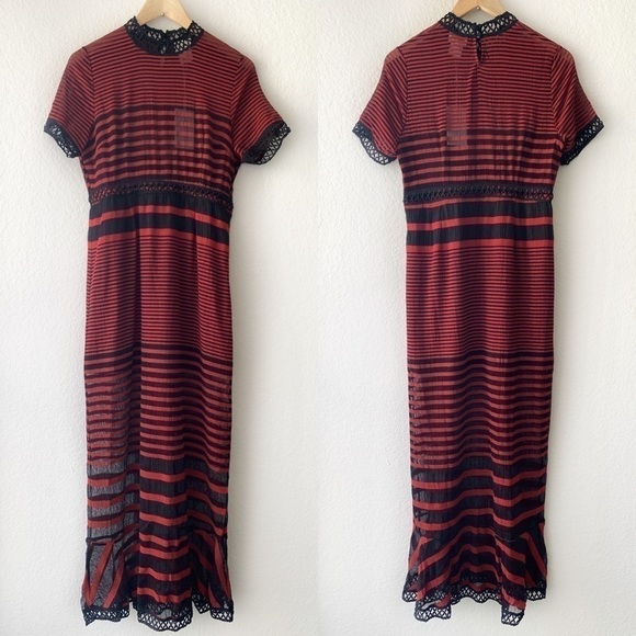Foxiedox Cassius Mock Neck Striped Maxi Dress M - Picture 4 of 16